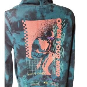 Brooklyn Cloth Hoodie Men Medium Women Large Tie Dye Graphic Open Your Mind Tech